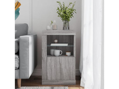 Armoire latérale et Chezlovaères LED Chezlova gris bois d'ingénierie PQHK24707