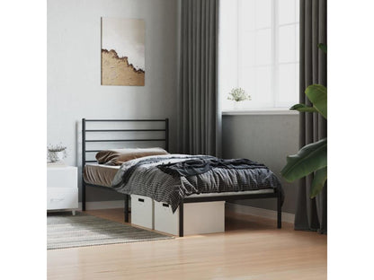 Cadre de lit métal avec tête de lit noir 90x200 cm CVVY01143