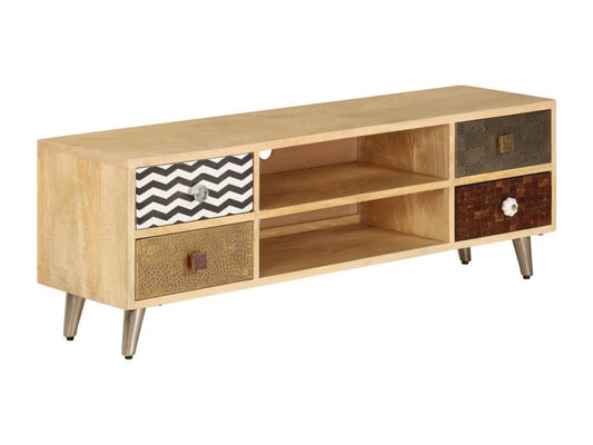 Meuble TV 120x30x40 cm Bois massif de manguier TYKF44432