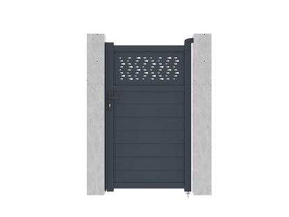 Portillon battant aluminium semi plein à motifs L103 x H181 cm anthracite - Cosymeub YYCB47965