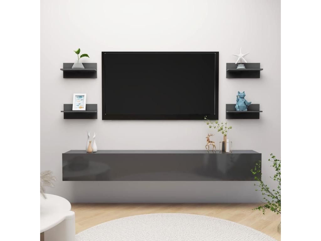 Étagères murales 4 pcs Gris brillant 40x11.5x18 TJBB51533