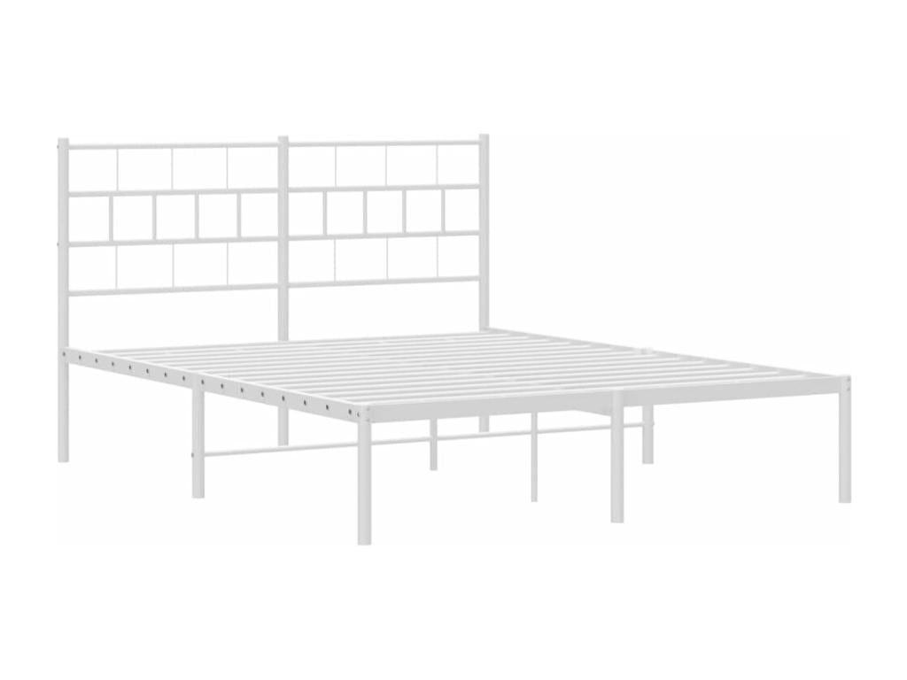 Cadre de lit métal sans matelas et tête de lit blanc 160x200 cm FHOI46363