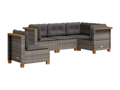 Salon de jardin 5 pcs avec coussins gris résine tressée TIVK61414