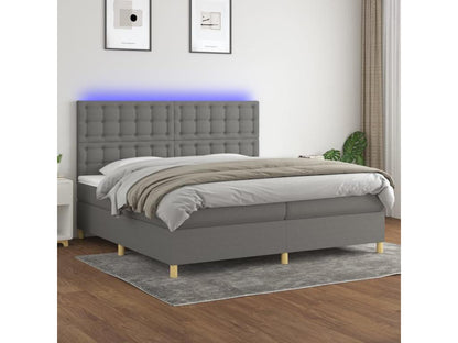 Sommier tapissier et matelas et LED Gris foncé 200x200 cm Tissu YZCS77230