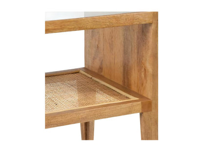 Table de chevet Bois Rotin Verre Taille M - Artigeo WJJV56241