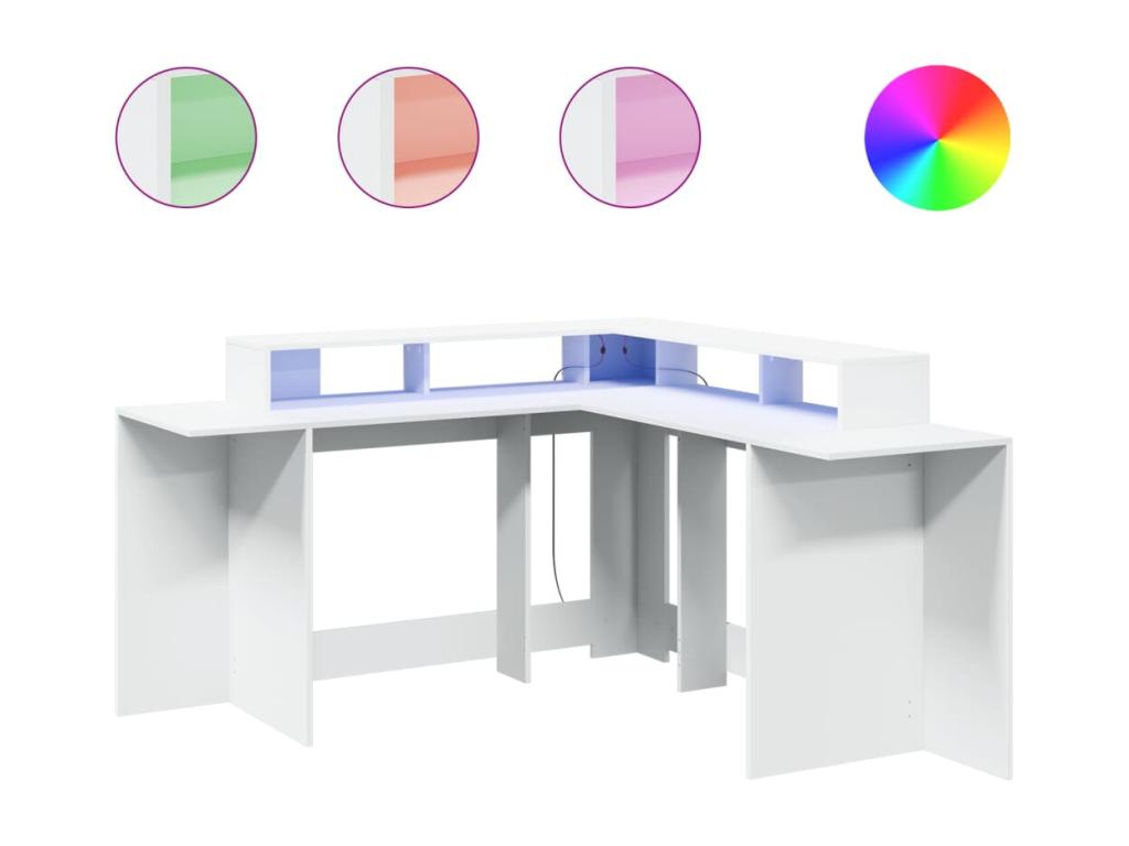 Bureau table poste de bois blanche 152x152x91 cm 02 0023407 YWQR08881