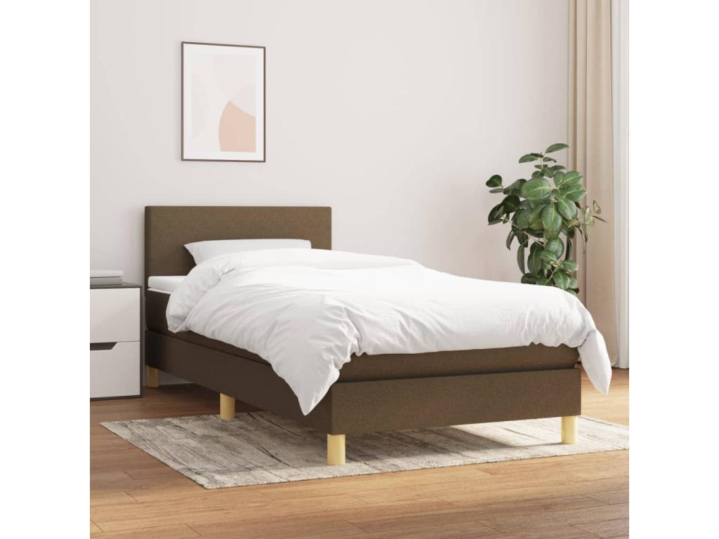 Lit à sommier tapissier avec matelas Marron foncé 80x200 cm EGCS48111