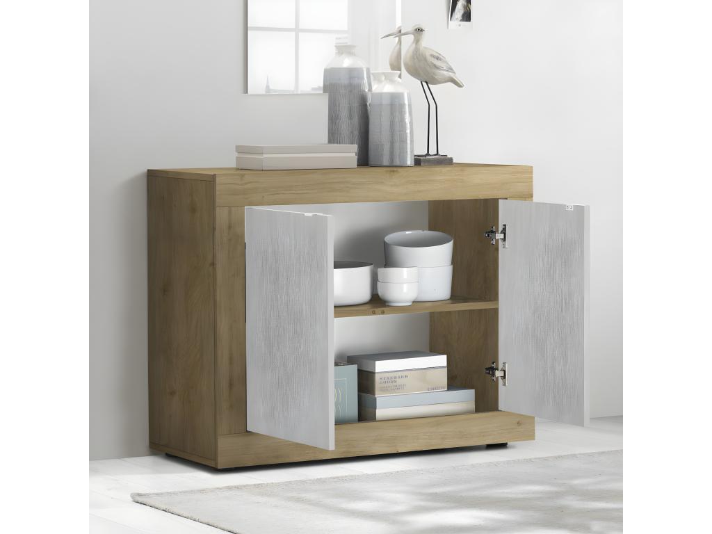 Buffet 2 portes Chêne naturel/Blanc neige - Artigeo UFVL16950