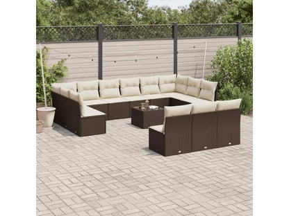 Salon de jardin avec coussins 14 pièces marron résine tressée JEXZ67544