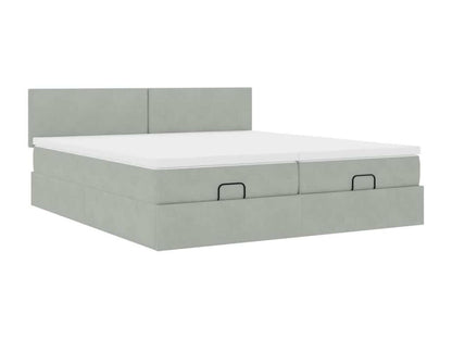Cadre de lit ottoman avec matelas gris clair 200x200 cm velours HYQD17730