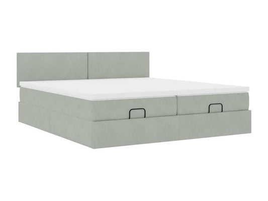 Cadre de lit ottoman avec matelas gris clair 200x200 cm velours HYQD17730