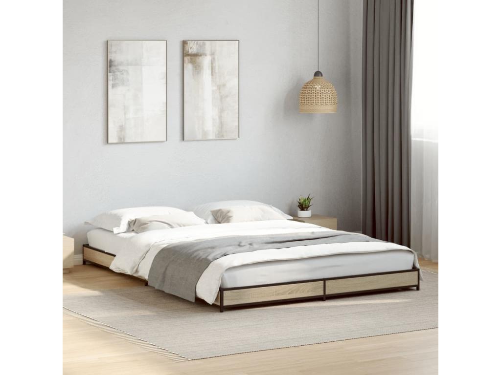 Cadre de lit sans matelas chêne Cosymeub 135x190 cm PWMH45463