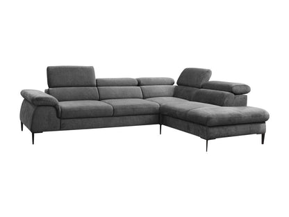 Grand canapé d'angle droit convertible en velours gris anthracite SEPINA de Chezlova GQGC54247