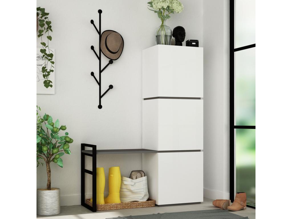 Meuble d'entrée avec Artigeoère murale Artigeo L109cm Bois Blanc et Noir XGJW62144