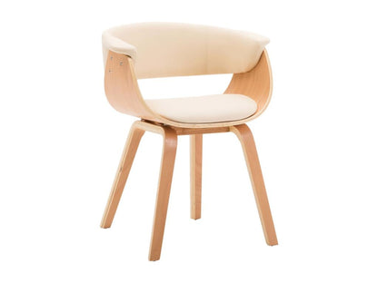 Chaise à manger crème bois courbé et similicuir PCLL87317