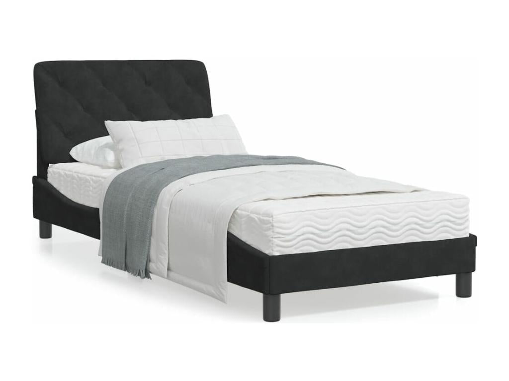 Lit avec matelas noir 80x200 velours AMND55093