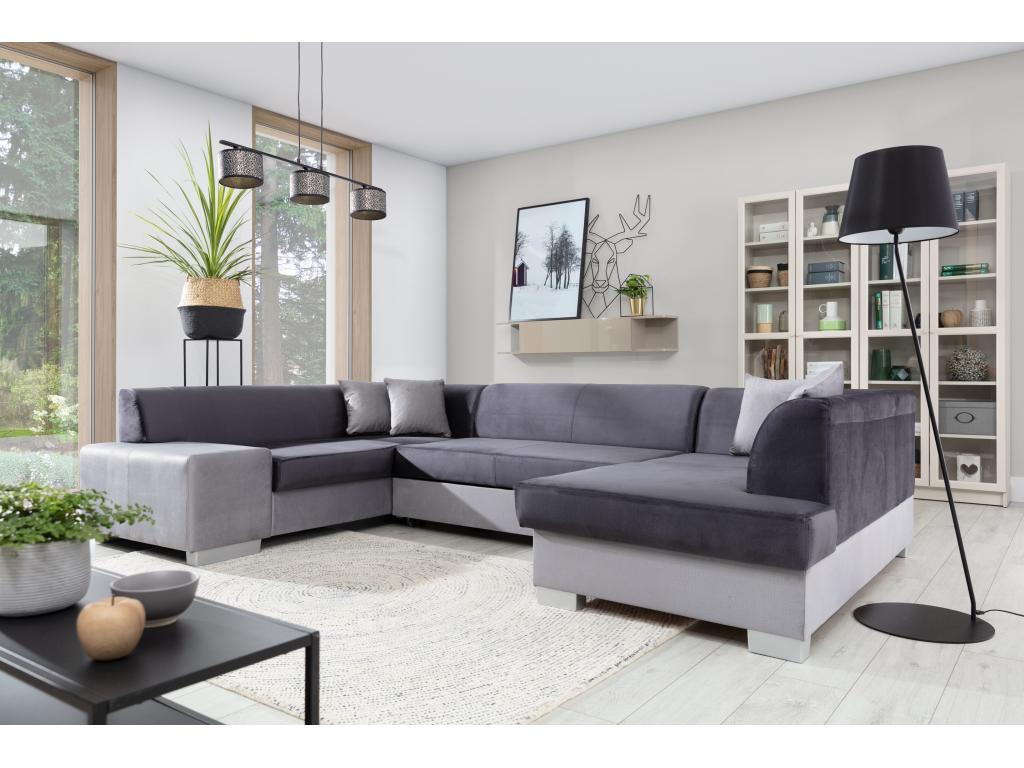 Canapé convertible panoramique velours bordeaux avec coffre de rangement Artigeo 320cm-Coffre de rangement à droite KGSO16246