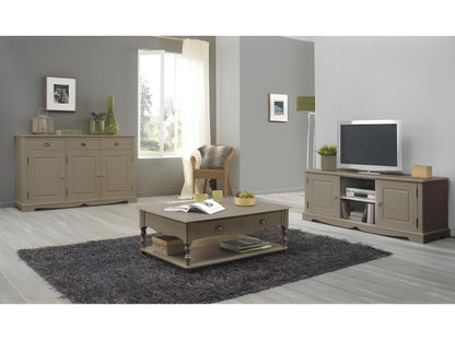 Meuble TV 60 Pouces Style Anglais Artigeo 2 Portes 2 Niches 142.4x55.5x46 cm IUNW78747
