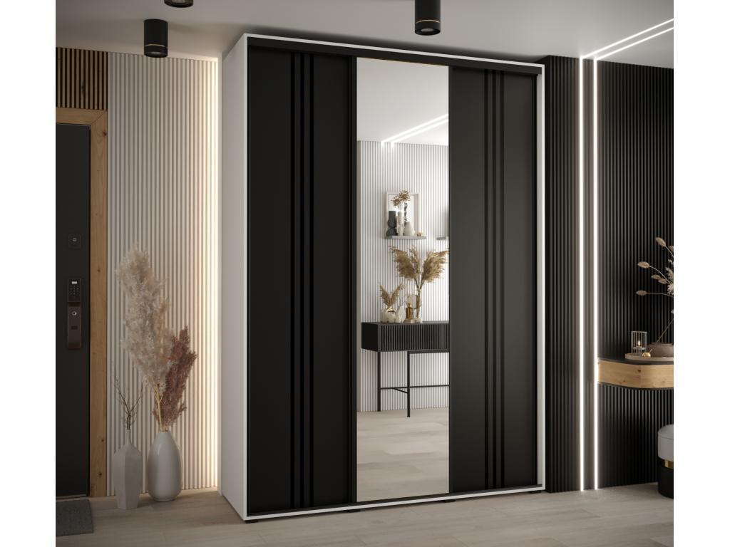 ARMOIRE Artigeo 7 À PORTES COULISSANTES 235.2/170/60 3 portes Blanc/Noir/Noir CBEM21856