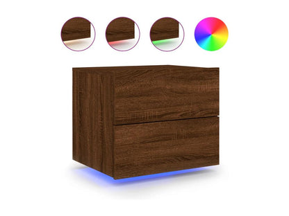 Tables de chevet murales avec Artigeoères LED 2 pcs chêne marron XOGY10063