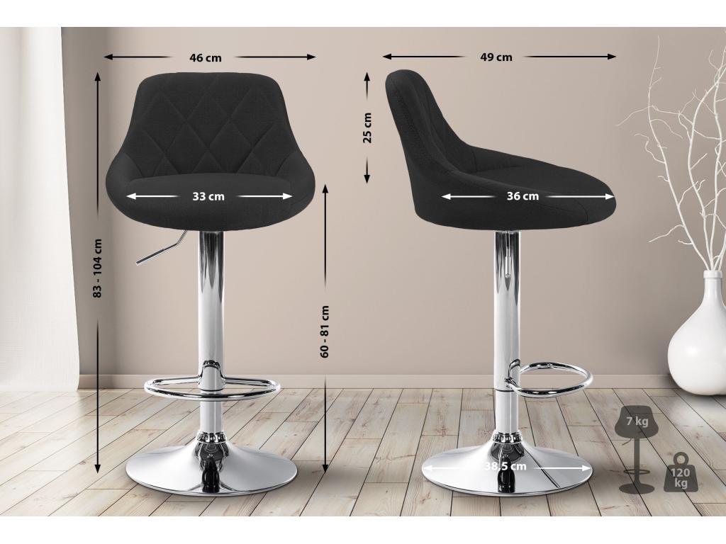 Tabouret de bar chaise métal argentée 46x49x83 cm 10 0005086 DEQM58437