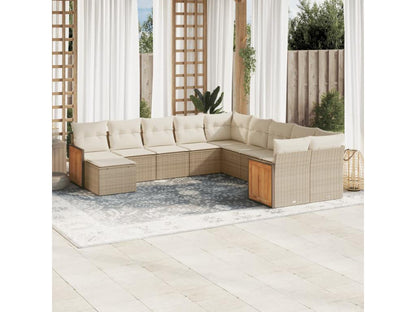 Salon de jardin 11 pcs avec coussins beige résine tressée TMSU64945