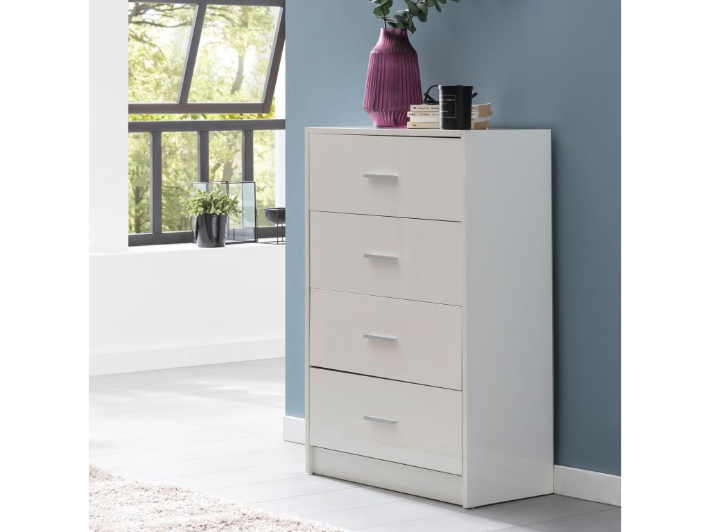 Commode avec 4 tiroirs Armoire 60x90x30 cm Blanche Buffet Cabinet Salon KYOC27590