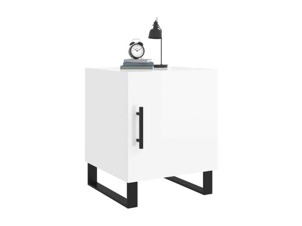 Table de chevet blanc brillant 40x40x50 cm bois d'ingénierie XVZR01473