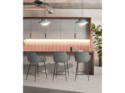 Tabouret de bar rembourré accoudoirs tissu pietement acier peint MNQP78926