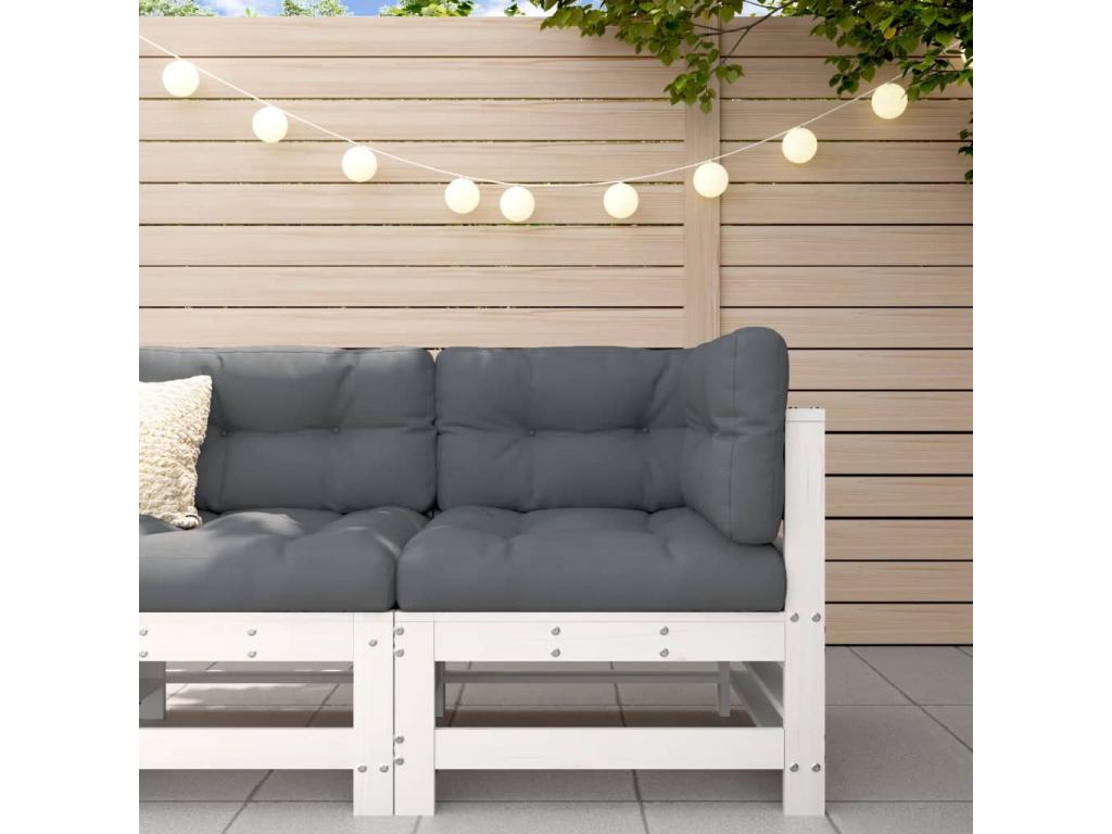 Canapé d'angle avec coussins blanc bois de pin solide FMPW36104