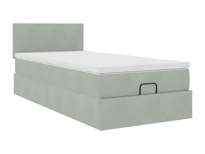 Cadre de lit ottoman et matelas gris clair 100x200 cm velours NZLR32525