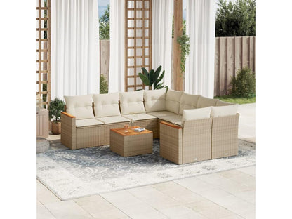 Salon de jardin avec coussins 9 pcs beige résine tressée PDPC90324