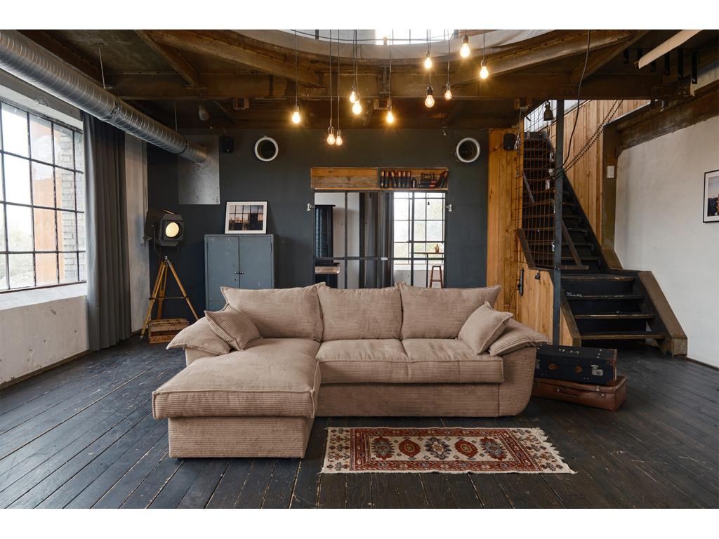 Canapé - marron velours côtelé - Artigeo OBUB53372