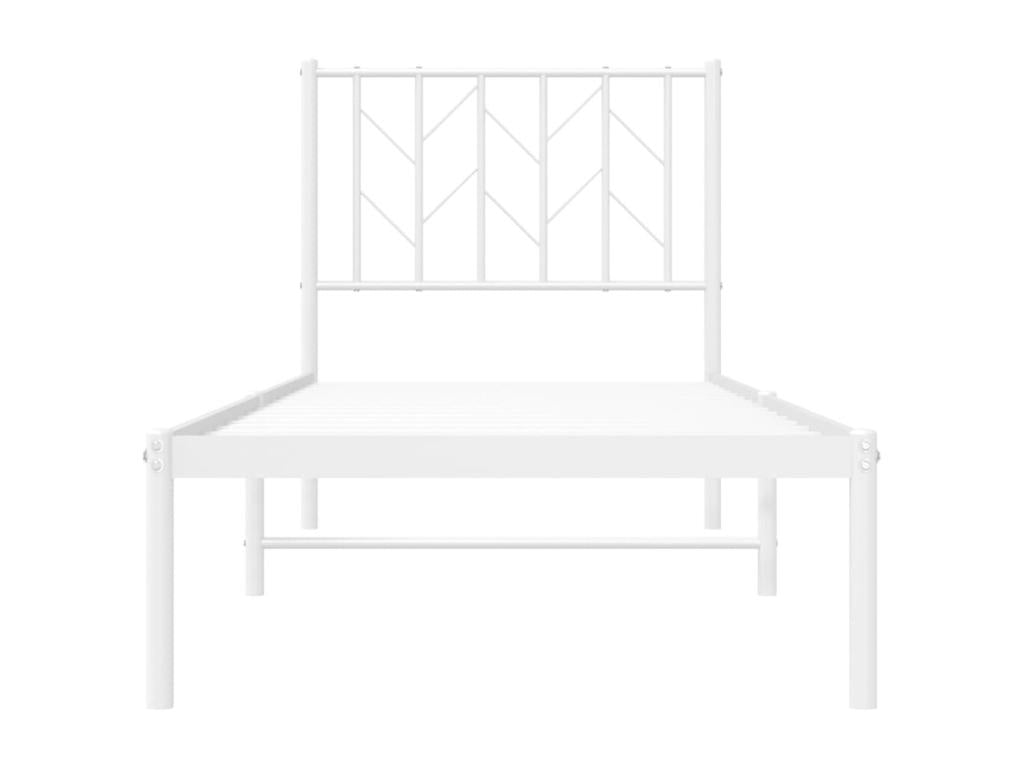 Cadre de lit métal avec tête de lit blanc 75x190 BCOA60183