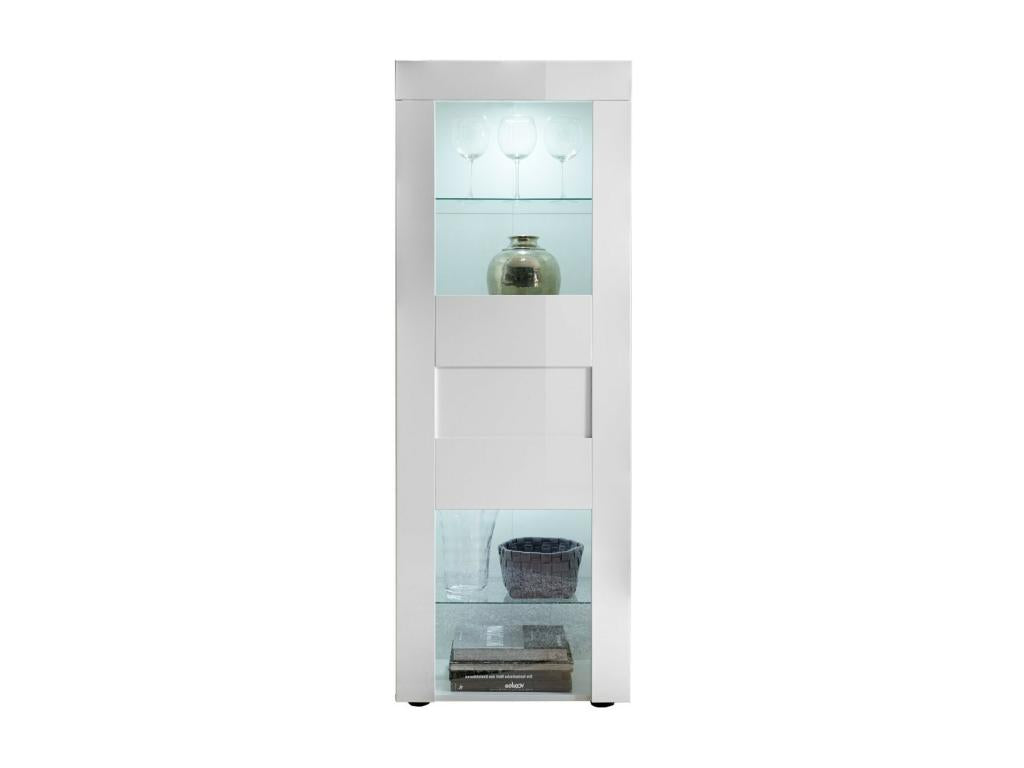 Vitrine à LED 1 porte bois laqué blanc brillant Artigeo ATVC93531