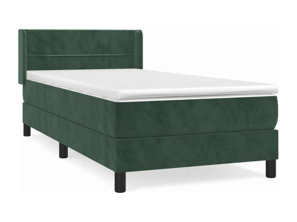 Lit à sommier tapissier avec matelas Vert foncé 90x190 cm GWKU63194