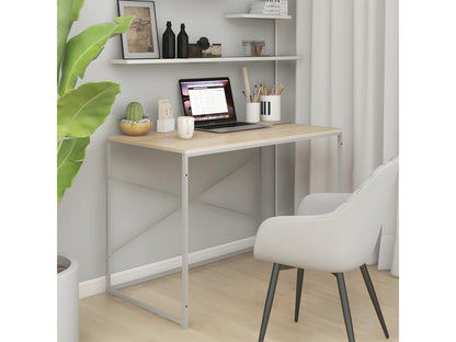 Bureau d'ordinateur Blanc et chêne 110x60x70 cm Aggloméré PCSA27154