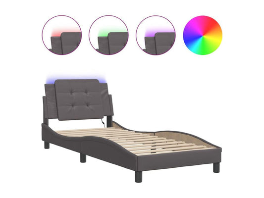 Cadre de lit avec LED sans matelas gris 90x200 cm HCRG18575