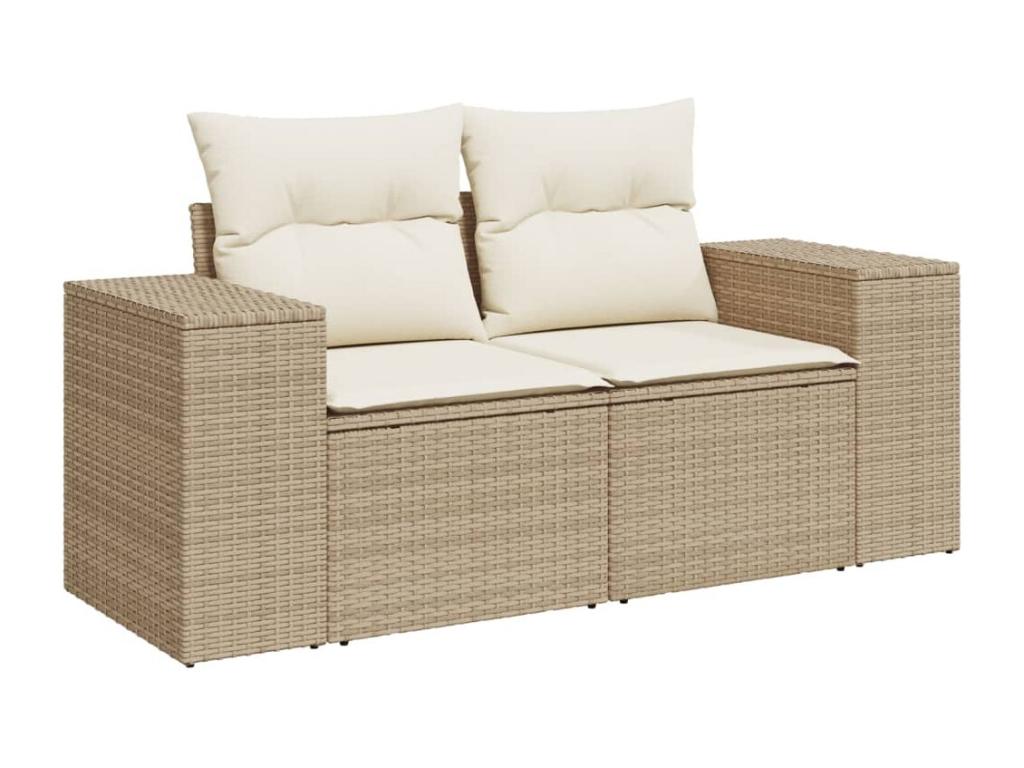Salon de jardin avec coussins 10 pcs beige résine tressée ENLK64761