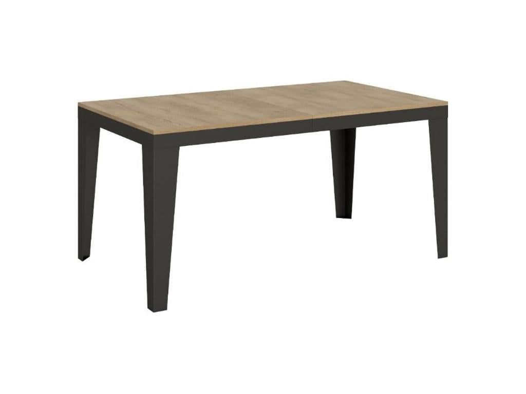 Table rectangulaire extensible 6 à 14 places L 180 à 284cm chêne clair et pieds acier gris foncé Artigeo TPDJ46395