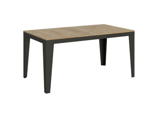 Table rectangulaire extensible 6 à 14 places L 180 à 284cm chêne clair et pieds acier gris foncé Artigeo TPDJ46395