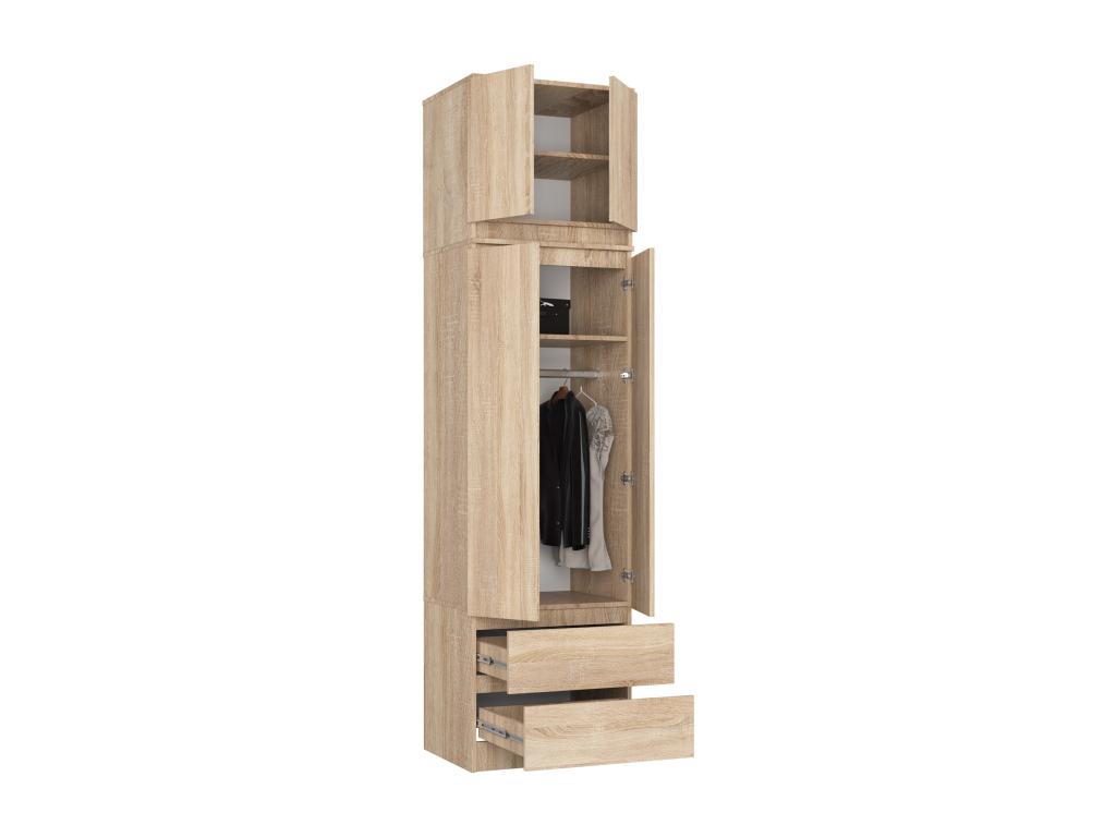 Armoire avec surmeuble Chezlova STAR Chêne Chezlova 60 cm 2 portes 2 tiroirs façade Chêne Chezlova 3 étagères 60x51x234 cm CDHS52029
