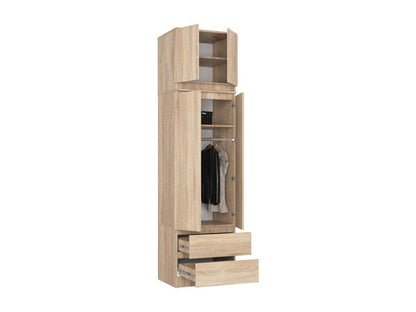 Armoire avec surmeuble Chezlova STAR Chêne Chezlova 60 cm 2 portes 2 tiroirs façade Chêne Chezlova 3 étagères 60x51x234 cm CDHS52029