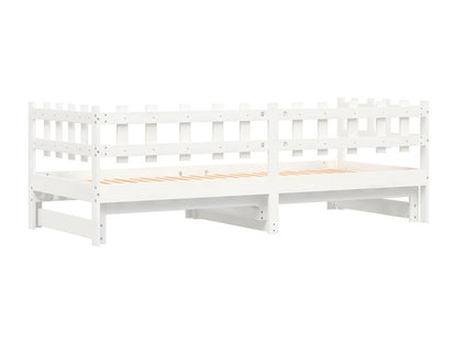 Lit coulissant sans matelas blanc 2x 90x190 cm bois massif UTEL63749