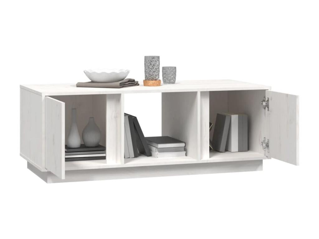 Table basse Blanc 110x50x40 cm Bois massif de pin ZNBY18958