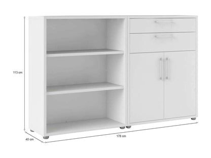 Buffet Artigeo Buffet du salon Commode de salon Garde-manger de cuisine 178x40 h113 cm Blanc SHEX41018