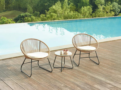 Salon de jardin en résine tressée 2 fauteuils et une table basse - Naturel clair - PISALE de Artigeo KKVY35455