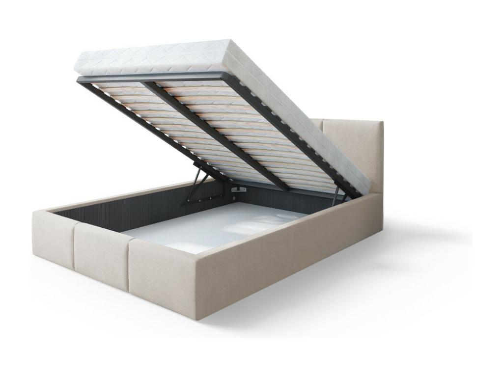 Lit coffre Cosymeub 140x200 cm avec sommier à Cosymeub relevable Beige JCJX05446