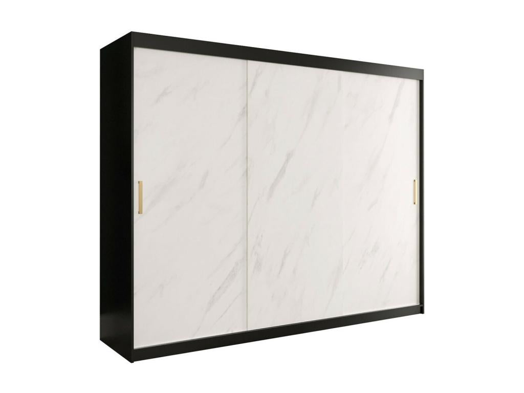 Armoire Chezlova 251 Noir mat - Marbre blanc 200x250x62cm Portes d'armoire Glissement VQIQ22265
