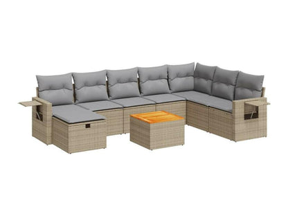 Salon de jardin avec coussins 9 pcs beige résine tressée FHBF93458